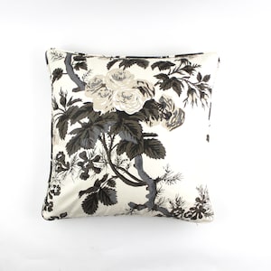 Schumacher Pyne Hollyhock (Both Sides) Pillows in Charcoal with Self Welting