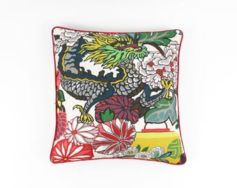 ON SALE - Schumacher Chiang Mai Dragon 20 X 20 Pillow in Alabaster (Both Sides - Made To Order)m