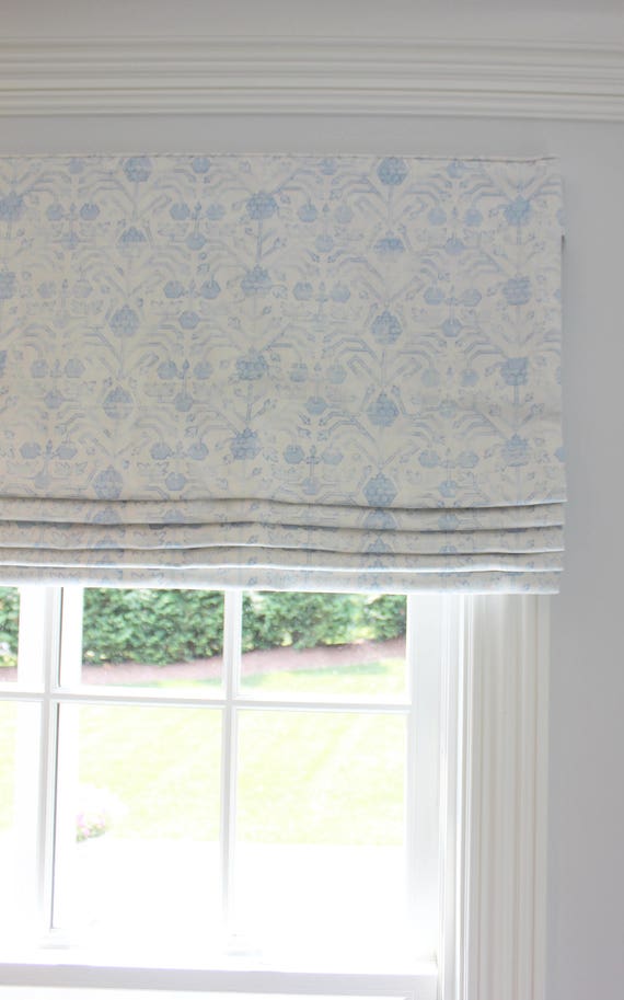 Custom Ikat Roman Shade in Blue Made to Order Etsy