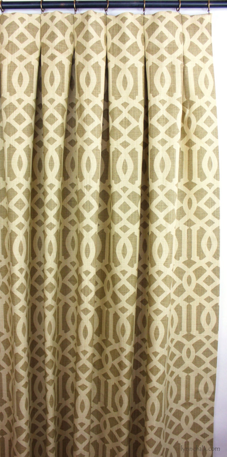 Schumacher Imperial Trellis Pleated Drapes Comes in 11 Colors Shown in Citrine image 3