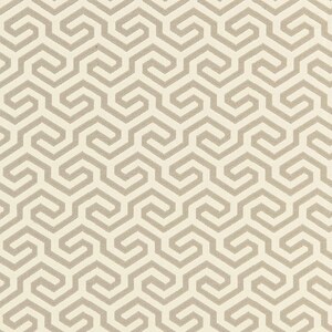 May include: A seamless pattern of beige interlocking geometric shapes on a white background.
