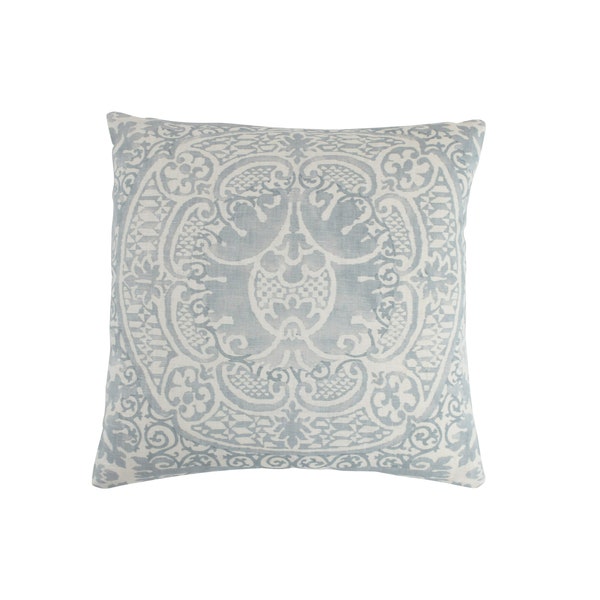 Quadrille Veneto Custom Knife Edge Pillow with or without welting (shown in Soft Windsor Blue-Comes in 18 Colors)