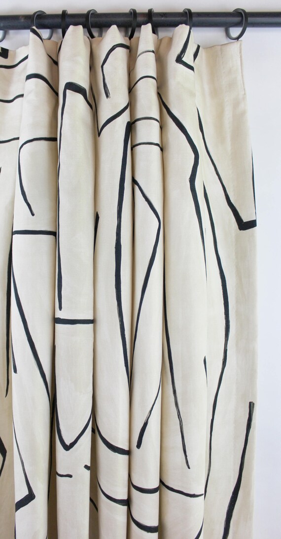 Kelly Wearstler Graffito Drapes Shown In Linen Onyx Comes In Etsy
