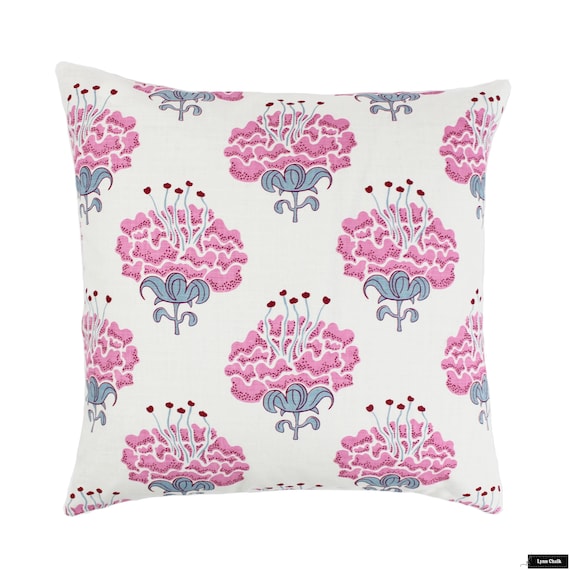 Katie Ridder Peony Custom Pillow with or without welting (shown in Raspberry-comes in other colors) Contact Me To Order