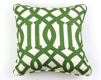 Schumacher Imperial Trellis Pillow with welting - Comes in 11 Colors (Shown in Treillage - Both Sides)