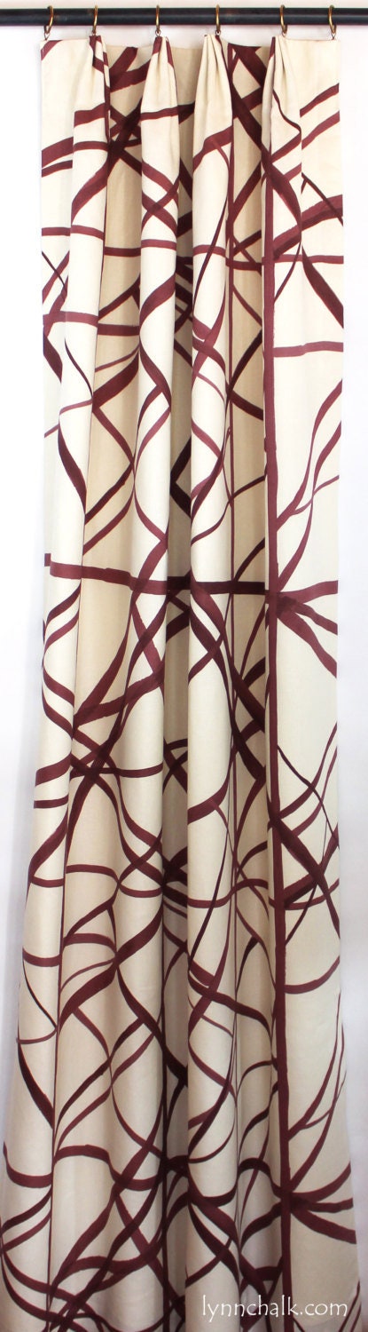 Kelly Wearstler for Lee Jofa Custom Pleated Drapes in Channels Plum/Oatmeal (Comes in 4 Colors)