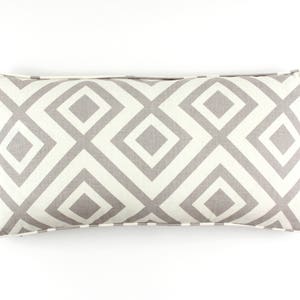 ON SALE 75% Off -David Hicks/Lee Jofa La Fiorentina 12 X 24 Geometric Pillow Cover w/self welt Light Grey/Ivory (Both Sides-Ready To Ship)