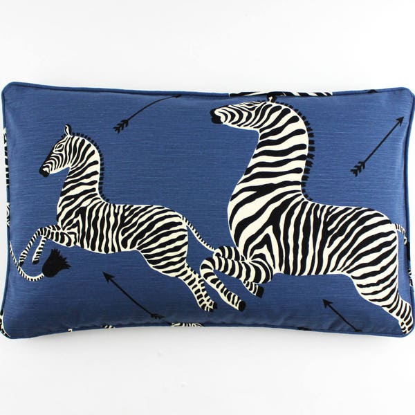 Blue Zebra Pillow Etsy