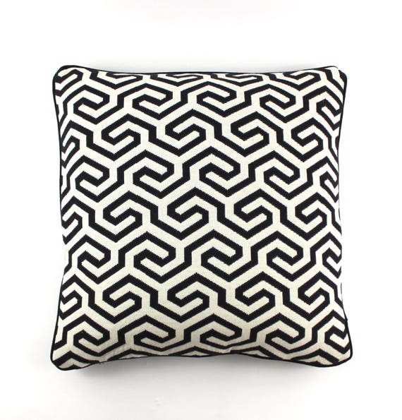 Schumacher Ming Fret Custom Knife Edge Pillow Both Sides without welting (Shown in Noir-Comes in 6 Colors)