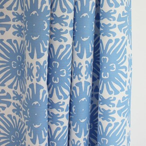 Quadrille China Seas Sigourney Small Scale Custom Drapes (shown in French Blue on White -comes in many colors)