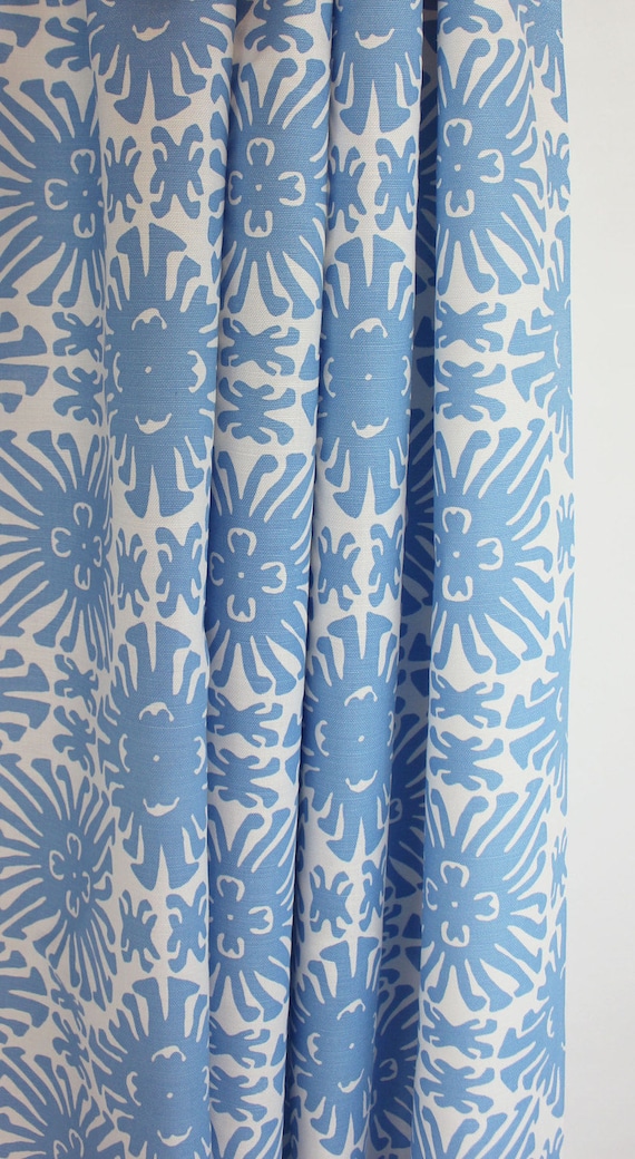 Quadrille China Seas Sigourney Small Scale Custom Drapes (shown in French Blue on White -comes in many colors)