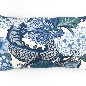 Schumacher Chiang Mai Dragon Pillows with self welting (Both Sides -Shown in China Blue-Comes in 12 Colors)