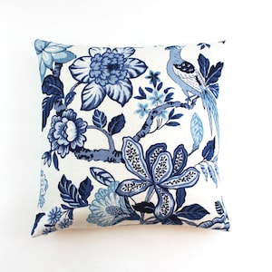 ON SALE - Schumacher Huntington Gardens Pillow in Bleu Marine with or without welting (Front Only-Made To Order)