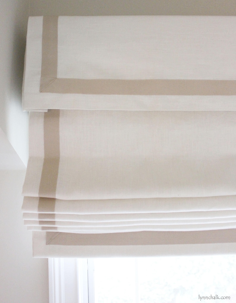 Roman Shade in Linen With Samuel & Sons Grosgrain Ribbon Trim Etsy