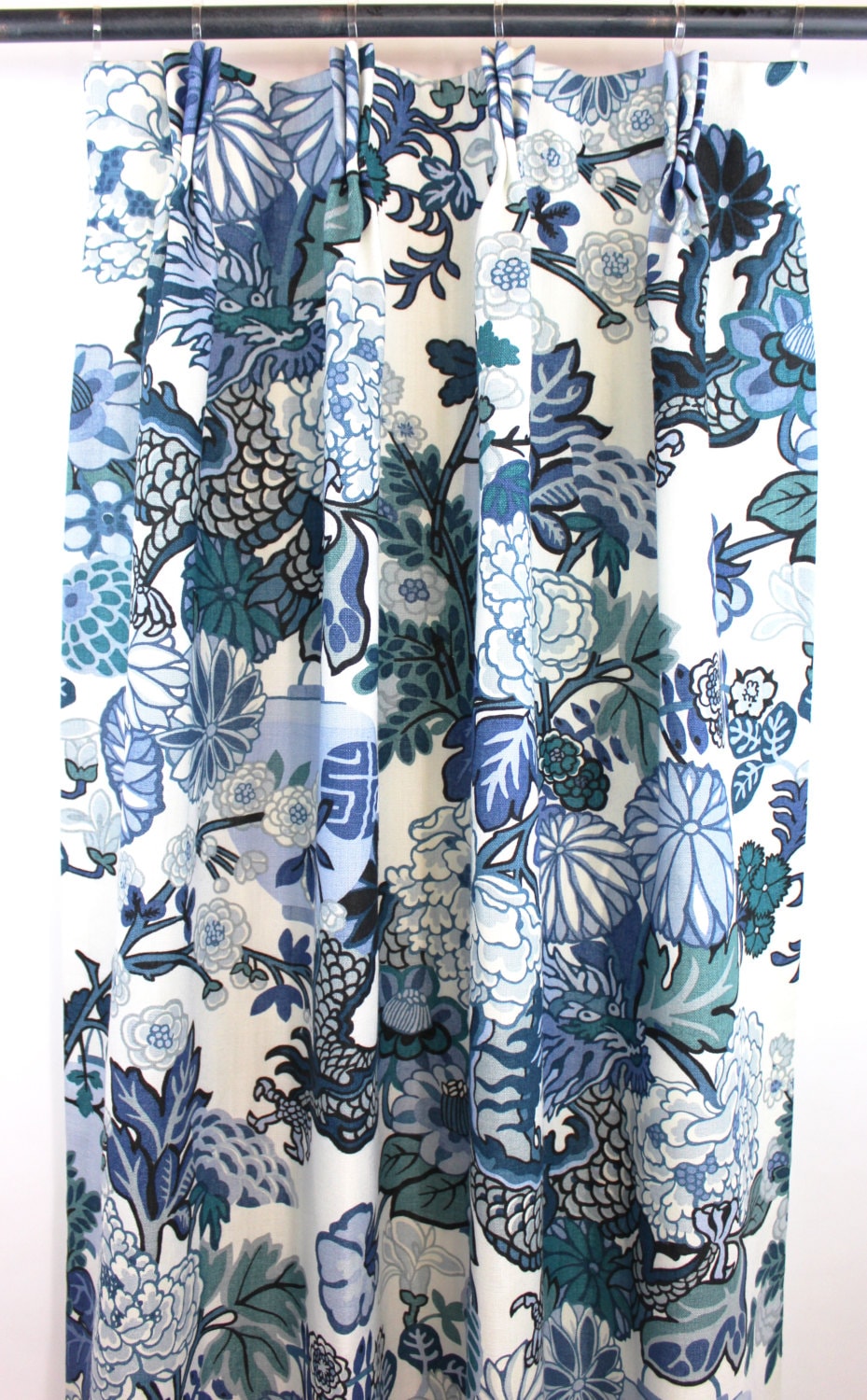 Schumacher Chiang Mai Dragon in Custom Pleated Drapes ...