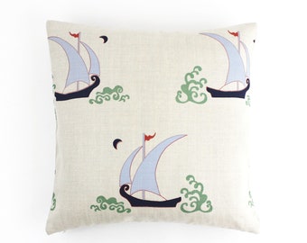 Katie Ridder Beetlecat Knife Edge Pillows in Lavender on Linen without welting (Front Only -  Made To Order)