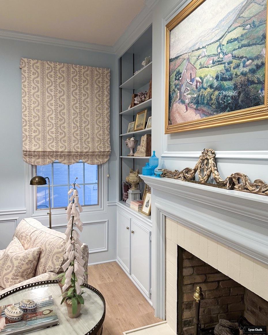 Sister Parish Dolly Custom Roman Shades With Scallop Bottom (shown