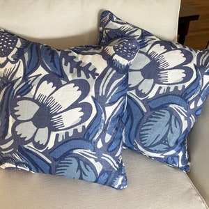 ON SALE - Christopher Farr La Foret Indigo Pillow with or without welting (Both Sides- Made To Order)
