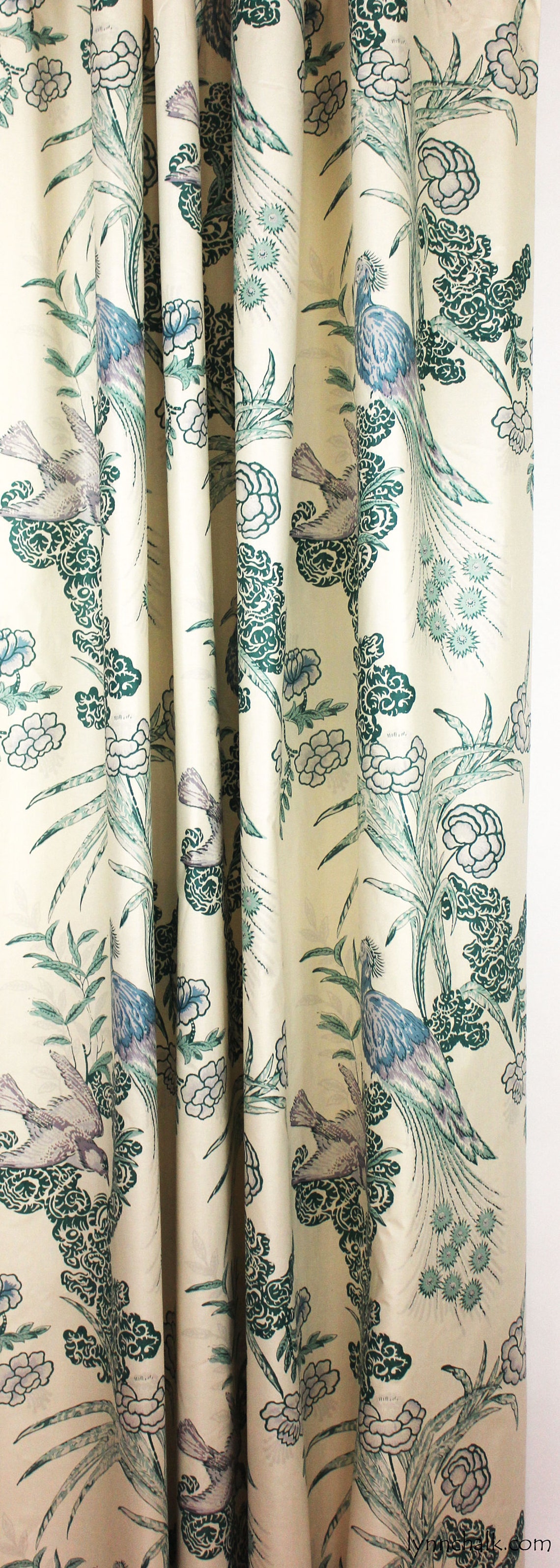 Miles Redd for Schumacher Peacock Drapes shown in in Etsy