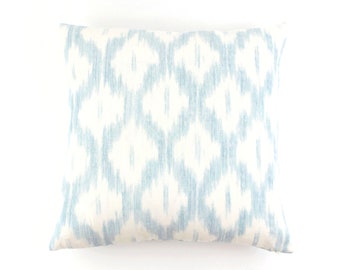 ON SALE - Schumacher Santa Monica Ikat Knife Edge Pillow in China Blue with or without border (Both Sides) Made To Order