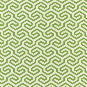 May include: A green and white geometric pattern with a repeating design of interlocking shapes.