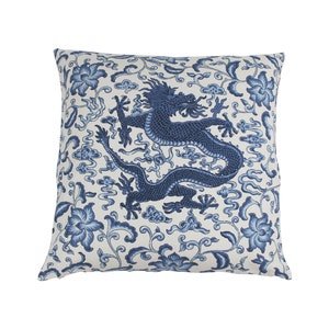 ON SALE - Scalamandre Chi&#39;en Dragon Indigo Lumbar Pillow with or without welting (Both Sides) Made To Order