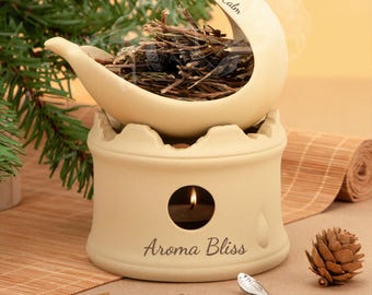 Leaf Design Aroma Burner, Handmade Incense Burner, Custom Engraved Tea Roasting Burner, Aromatherapy Home Decor Gift, Christmas Gift