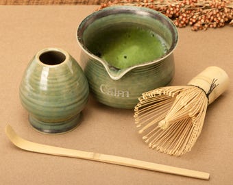 Personalized Matcha Bowl Set,Ceramic Matcha Tea Bowl,Laser Engraved Tea Ceremony Bowl,Minimalist TeaGift,TeaCeremonyCup,EasterGifts,Mom Gift