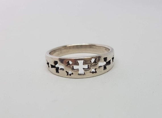 Sterling Silver Cross Ring - Etsy