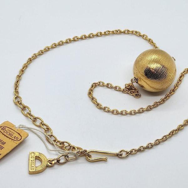 Vintage D'Orlan Gold Tone Chain with Sphere Necklace 14 Inches