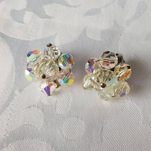 Boucles d&#39;oreilles clip en cristal aurore boréale vintage, Boucles d&#39;oreilles clip en cristal, Boucles d&#39;oreilles, Boucles d&#39;oreilles AB