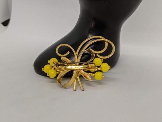 Yellow Glass Austrian Crystal Brooch Made In Aust… - image 5