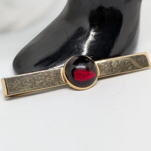 Vintage Gold Filled Money Clip with Garnet Glass 2.75 Inch Length