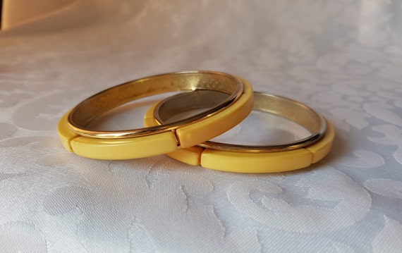 Yellow Bakelite Metal Bracelets, Creamed Corn Bake
