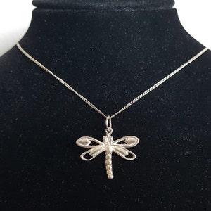 Sterling Silver Dragon Fly Necklace 18 Inch Chain