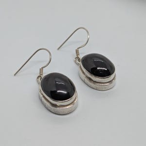 Sterling Silver Garnet Earrings 1.5 Inch Length