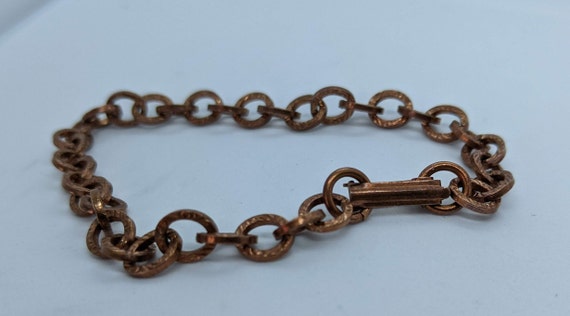 Solid Copper Textured Chain Link Ladies Bracelet - image 5