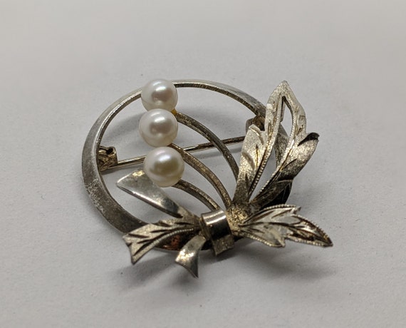 Cultured Pearl Georgian Style Brooch 925 Silver Handmade Luxury Auction  Jewelry
