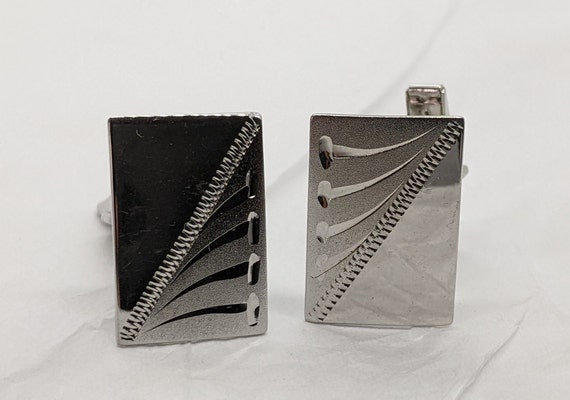 Sterling Silver Rectangular Cuff Links 3/4 Inches… - image 2