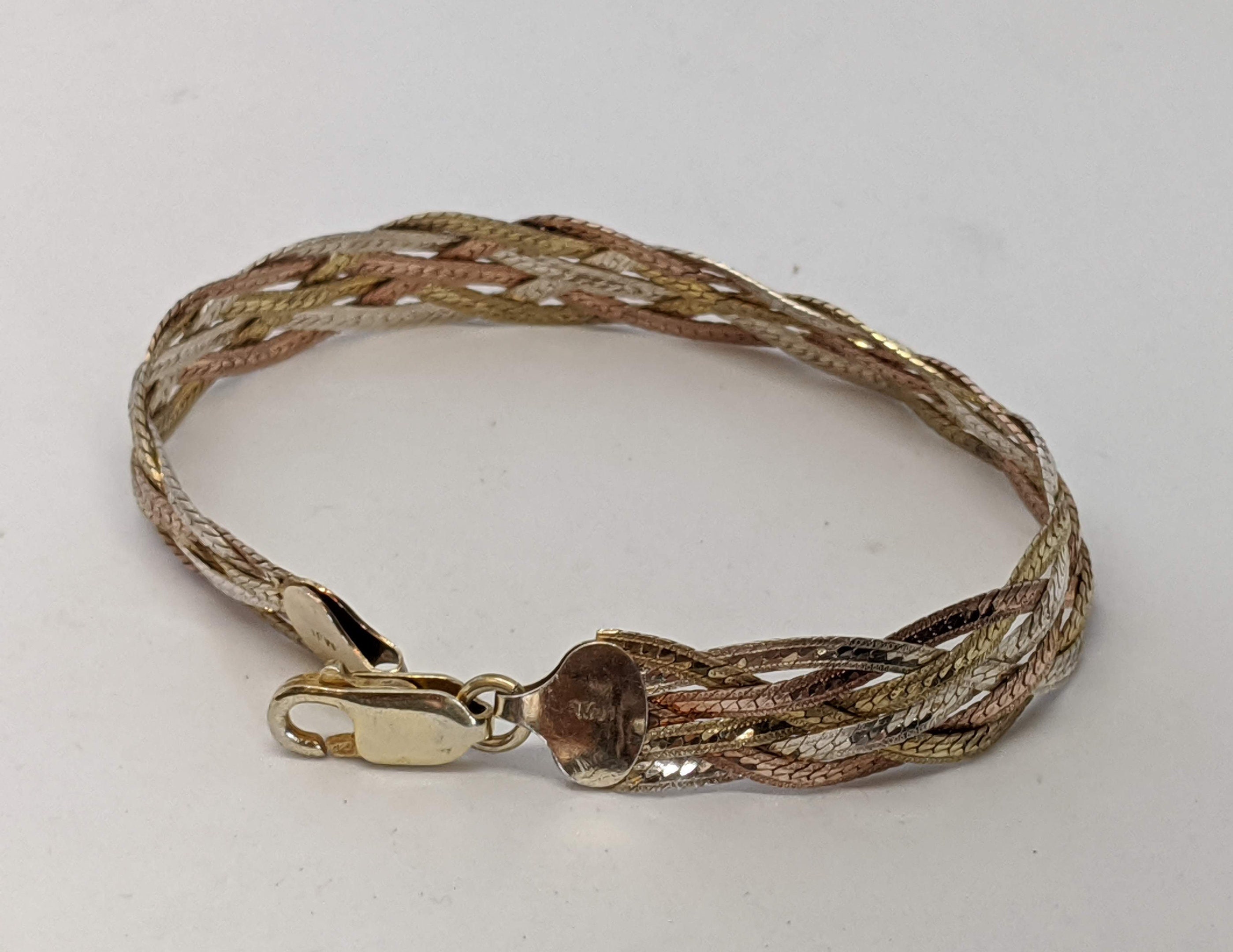 MJI Italy Sterling Silver Tri Color Braided Bracelet | Etsy