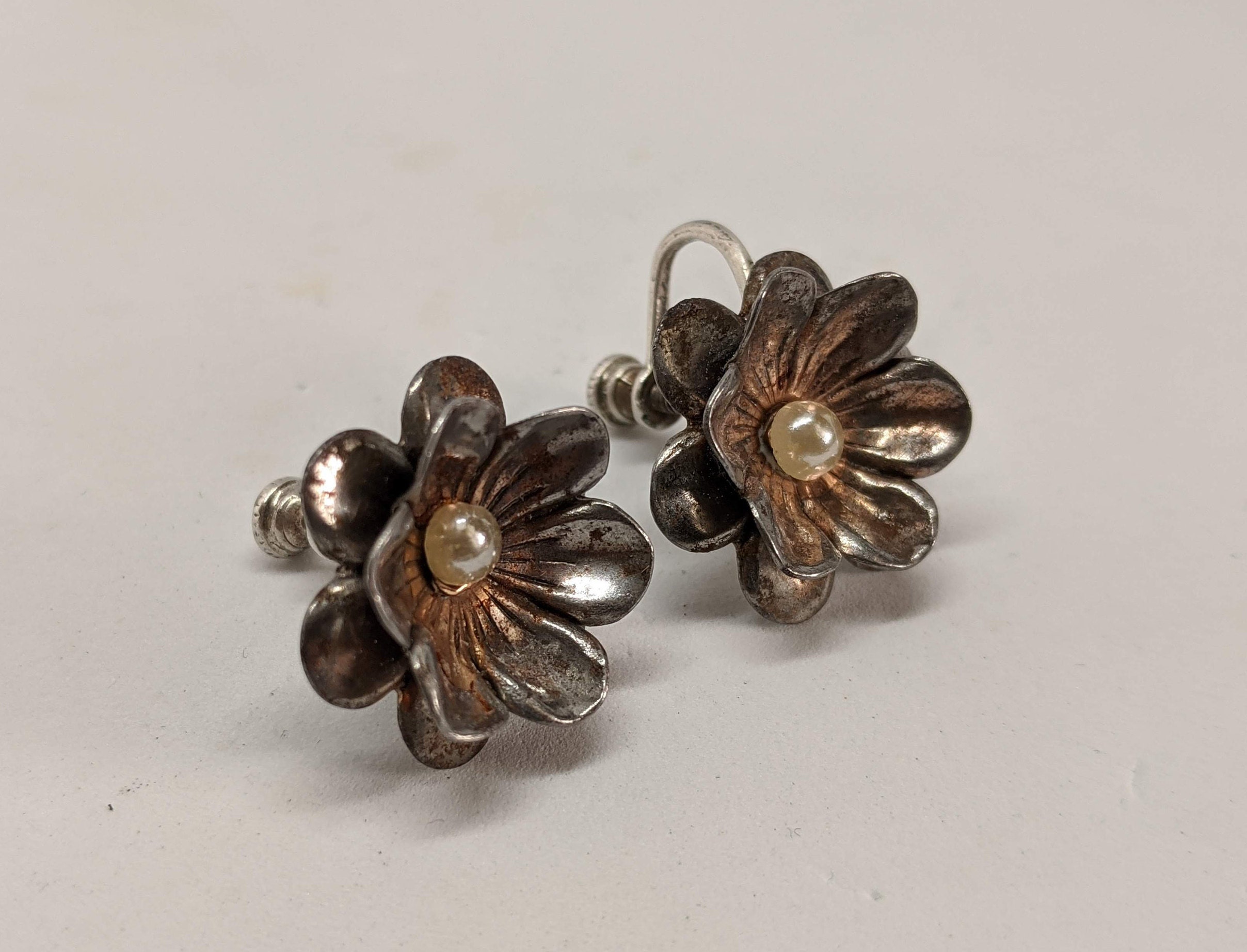 Vintage Sterling Danecraft Leaf Earrings, Screw Back, 1950's-1960's, 3 –  Maria's Vintage