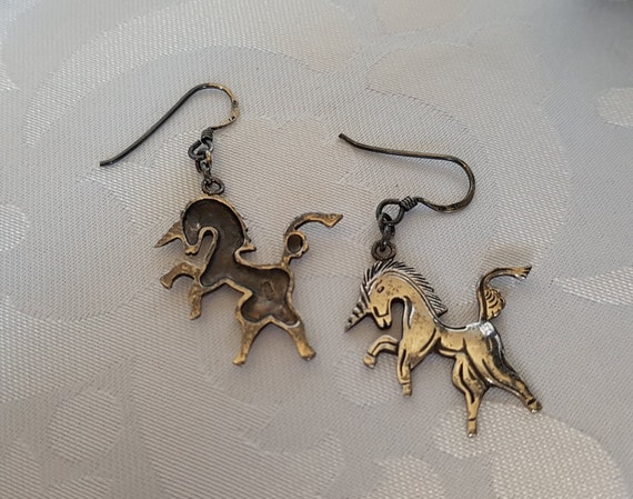 Vintage Sterling Unicorn Earrings, Unicorn Earrin… - image 4