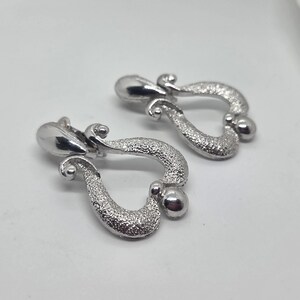 Vintage Marcel Boucher Silver Clip On Earrings Le Couturier 1.5 Inch Length