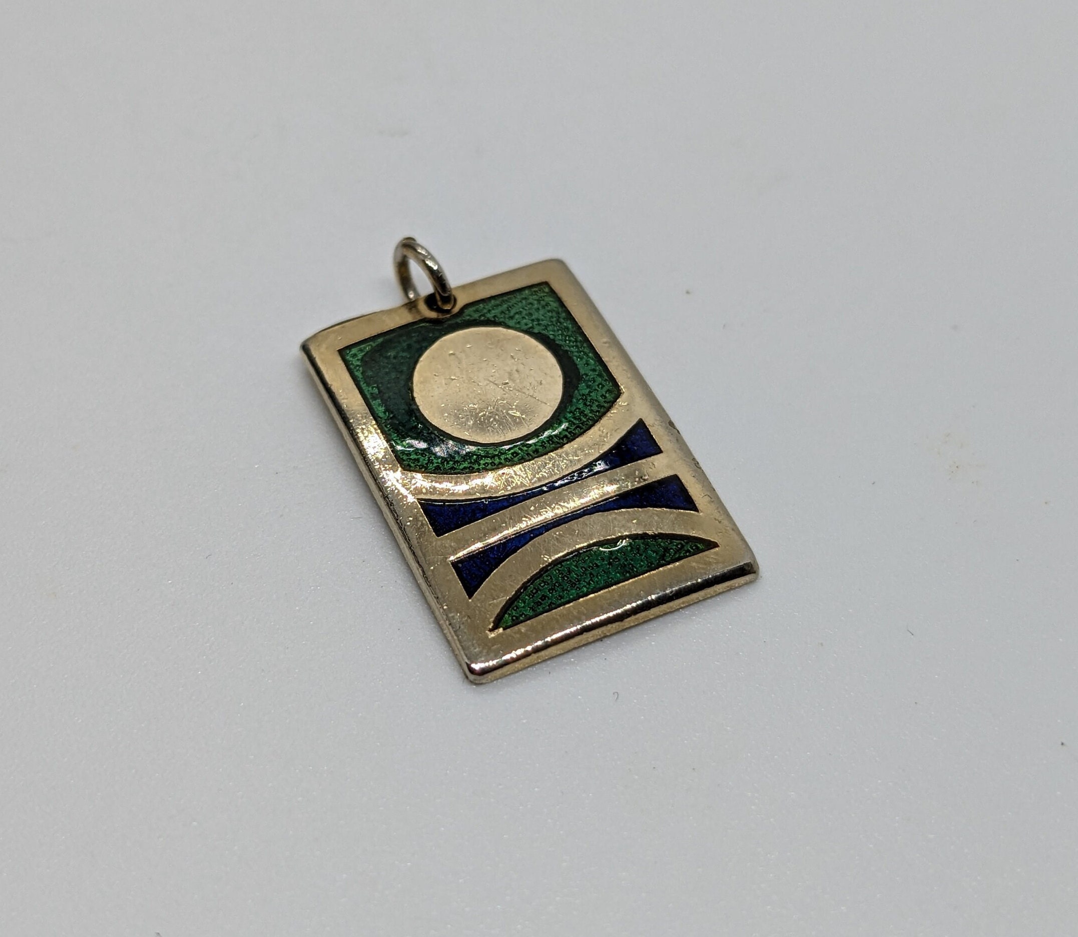 Vintage De Passille-sylvestre Pendant Green and Navy Enamel