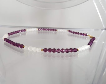 Purple Crystal Beaded Necklace with Gold Filled Clasp, Crystal Beaded Necklace GF Clasp, Purple and Clear Crystal Necklace, Necklace