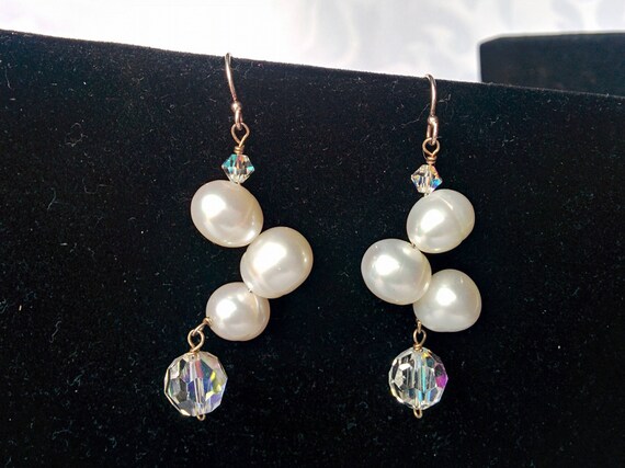 Sterling Silver Freshwater Pearl Necklace Earring… - image 3