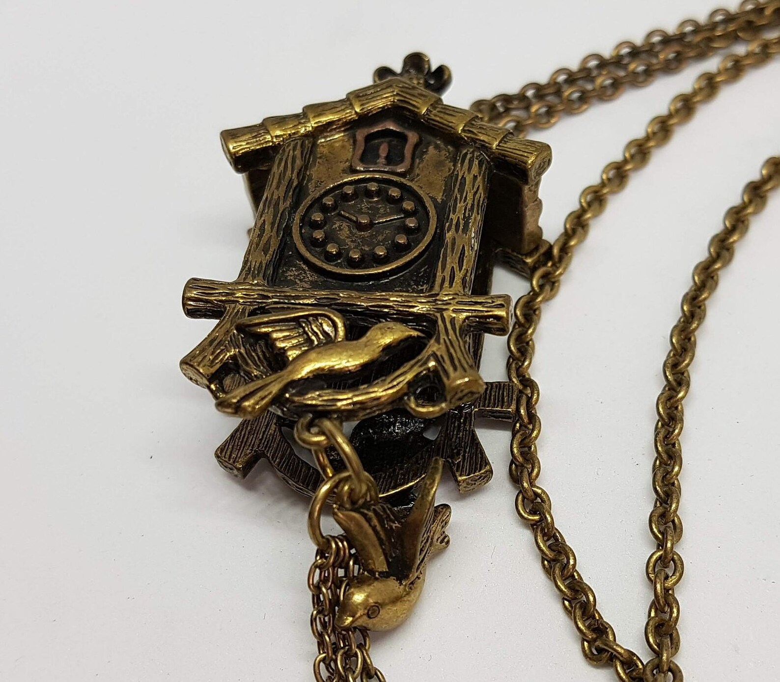 Vintage Cuckoo Clock Necklace Coo Coo Clock Pendant Etsy