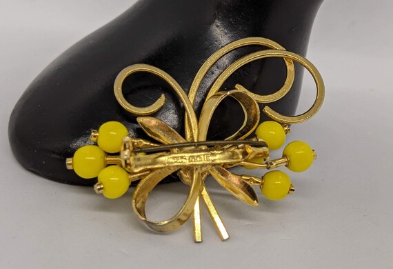 Yellow Glass Austrian Crystal Brooch Made In Aust… - image 4