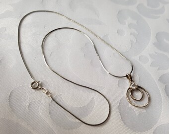 Sterling Silver Chain and Crystal Pendant, Vintage Sterling Silver Chain and Pendant, Sterling Silver Chain, Necklace