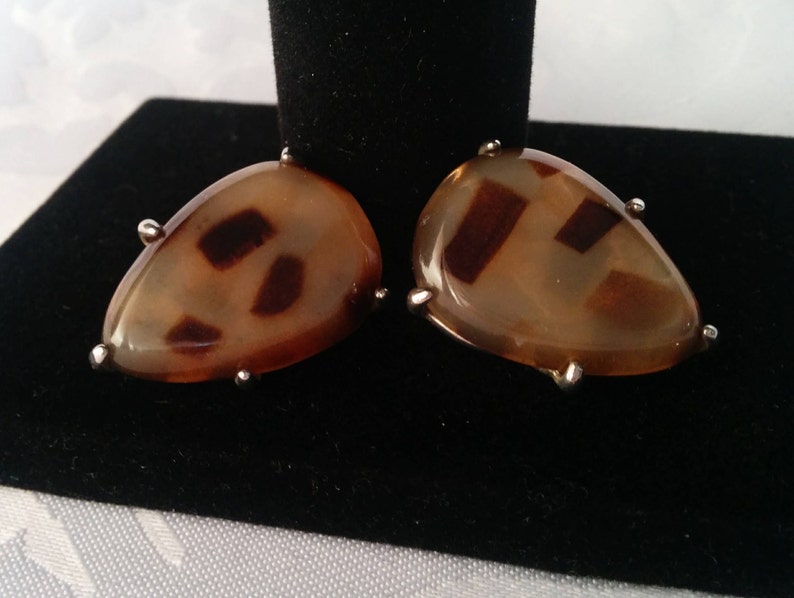 Retro Earrings Brown Camel Beige Beige Brown Earrings Clip On